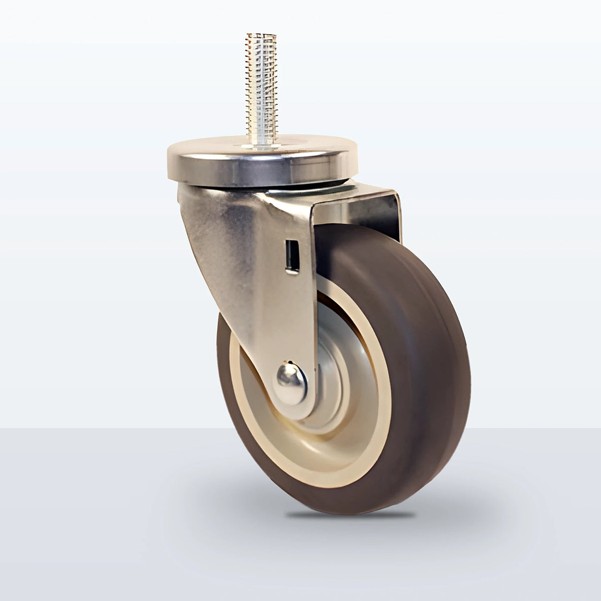 4" Thermoplastic Rubber on Polypropylene Stem Caster, Threaded Stem 1/2"-13 X 1-1/2", 250 lb Capacity - Plain with Steel Bushing
