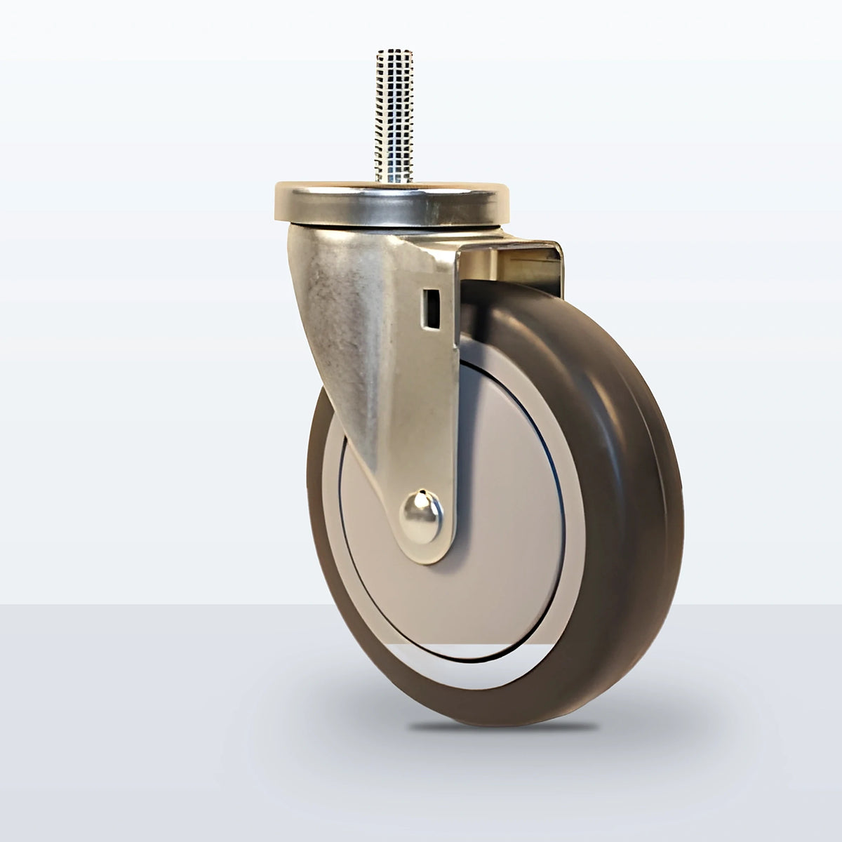 5" Thermoplastic Rubber on Polypropylene Stem Caster, Threaded Stem 1/2"-13 X 1-1/2", 300 lb Capacity - Ball Bearing with Full Thread Guard