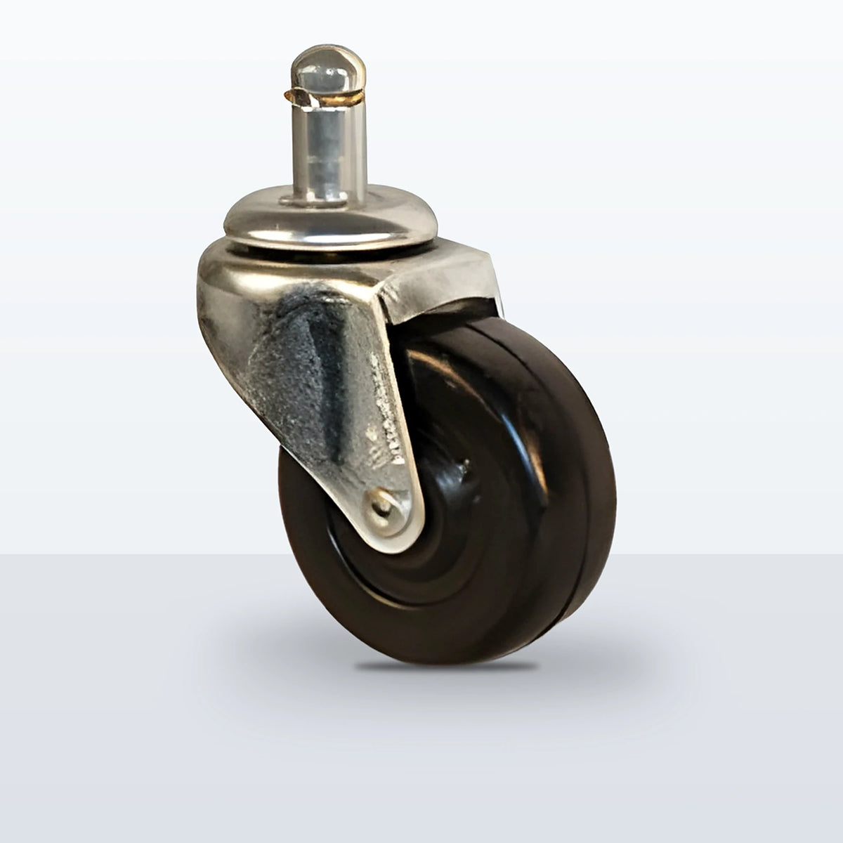 2" Soft Rubber Stem Caster, Grip Ring Stem 7/16 X 7/8, 80 lb Capacity - Plain