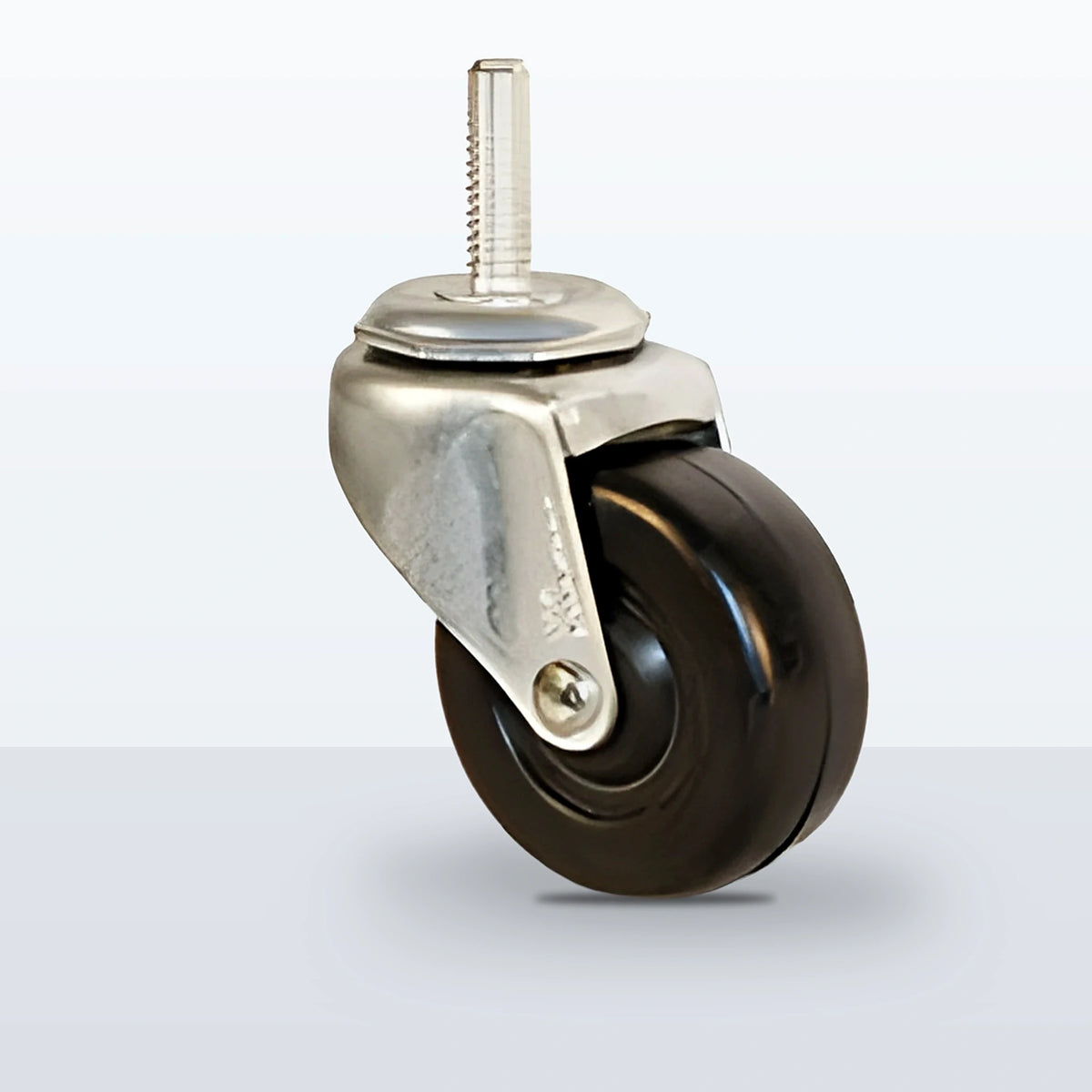 2" Soft Rubber Stem Caster, Threaded Stem 5/16"-18 X 1", 80 lb Capacity - Plain