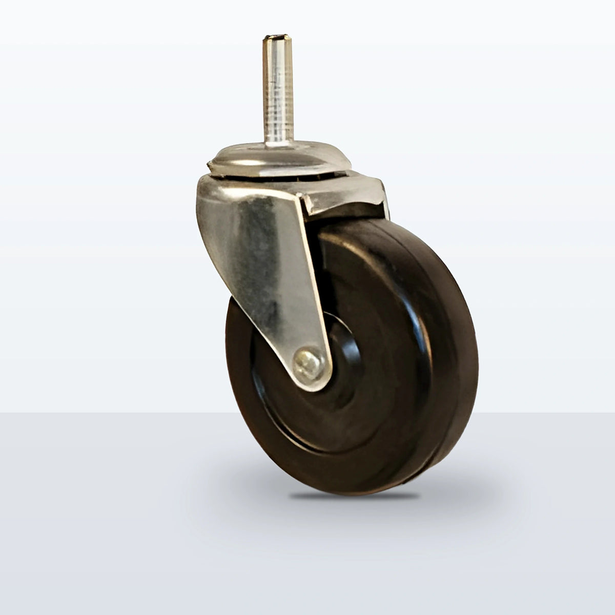2-1/2" Soft Rubber Stem Caster, Threaded Stem 5/16"-18 X 1", 80 lb Capacity - Plain