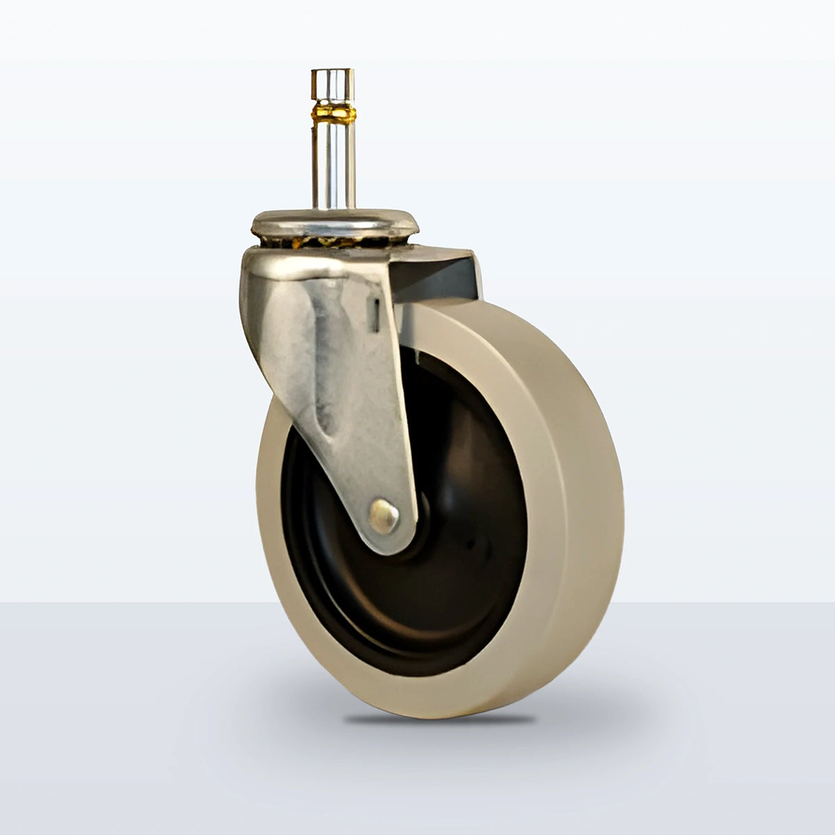 4" Thermoplastic Rubber on Polyolefin Stem Caster, Grip Ring Stem 7/16 X 1-7/16, 125 lb Capacity - Plain