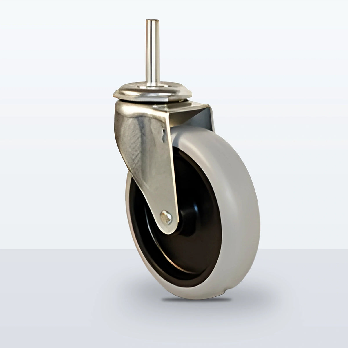 4" Thermoplastic Rubber on Polyolefin Stem Caster, Threaded Stem 3/8"- 16 X1-1/2", 125 lb Capacity - Plain