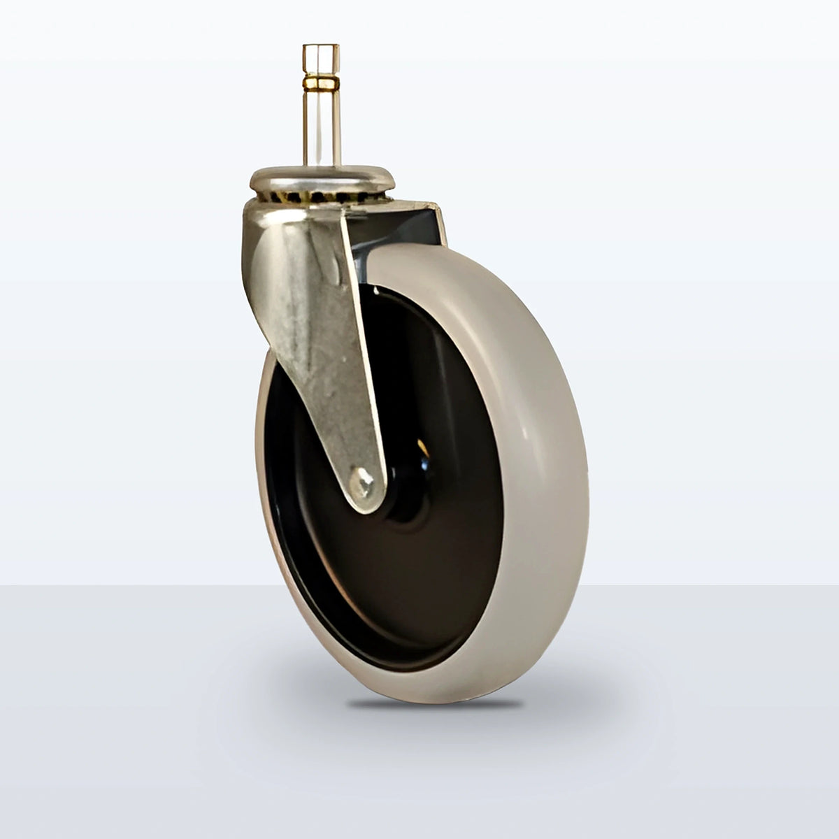 5" Thermoplastic Rubber on Polyolefin Stem Caster, Grip Ring Stem 7/16 X 1-7/16, 130 lb Capacity - Plain