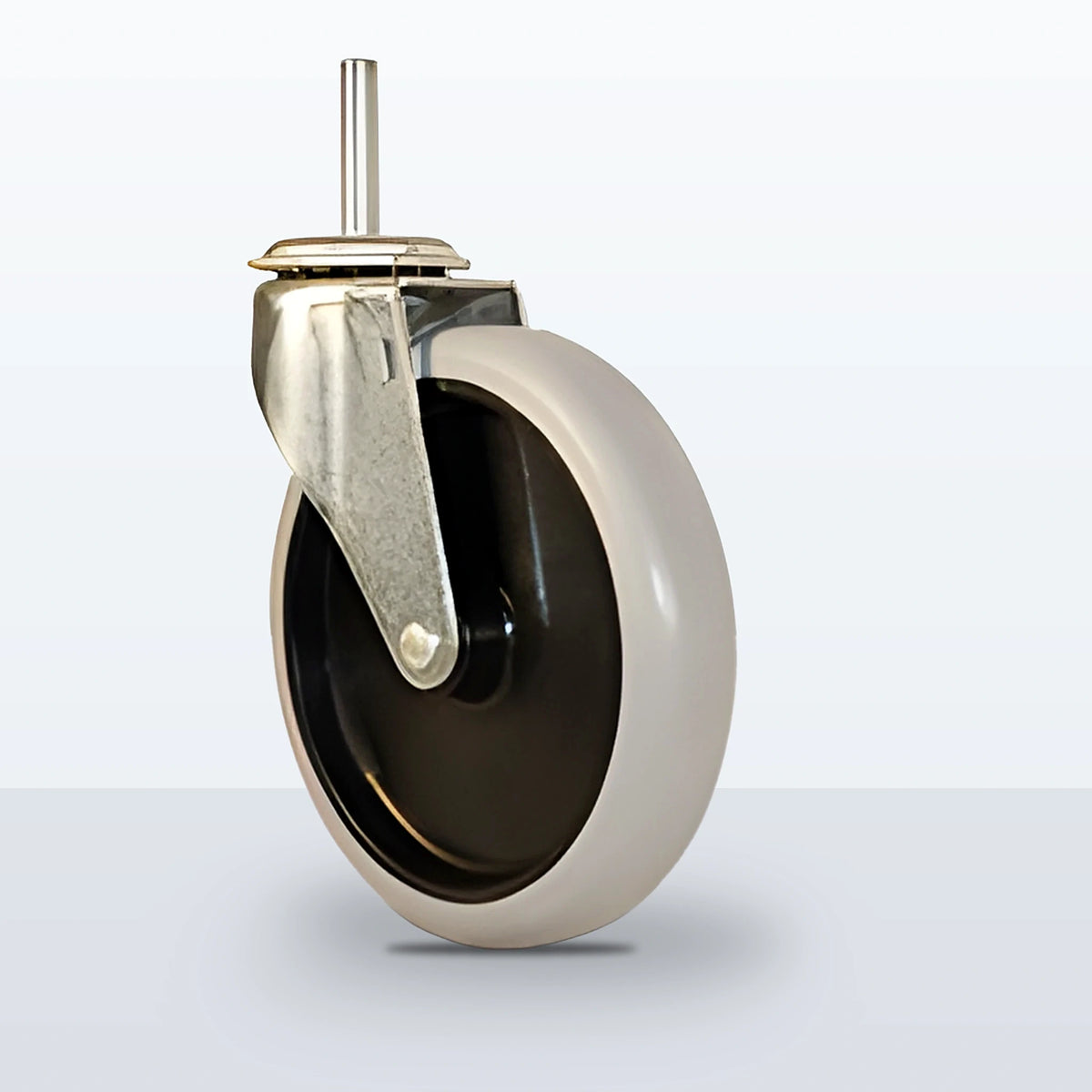 5" Thermoplastic Rubber on Polyolefin Stem Caster, Threaded Stem 3/8"- 16 X1-1/2", 130 lb Capacity - Plain