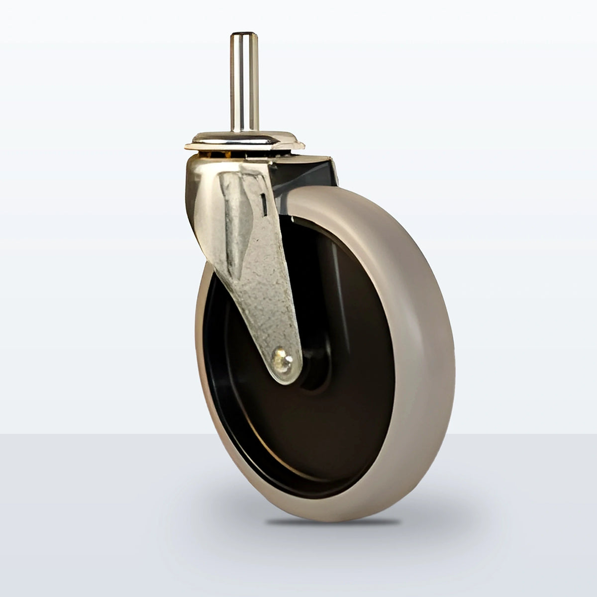 5" Thermoplastic Rubber on Polyolefin Stem Caster, Threaded Stem 1/2"-13 X 1-1/2", 130 lb Capacity - Plain