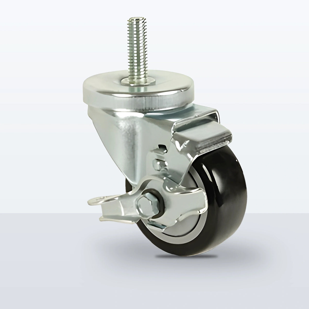 3" Polyurethane on Polypropylene Stem Caster, Threaded Stem 1/2"-13 X 1-1/2", 250 lb Capacity - Ball Bearing