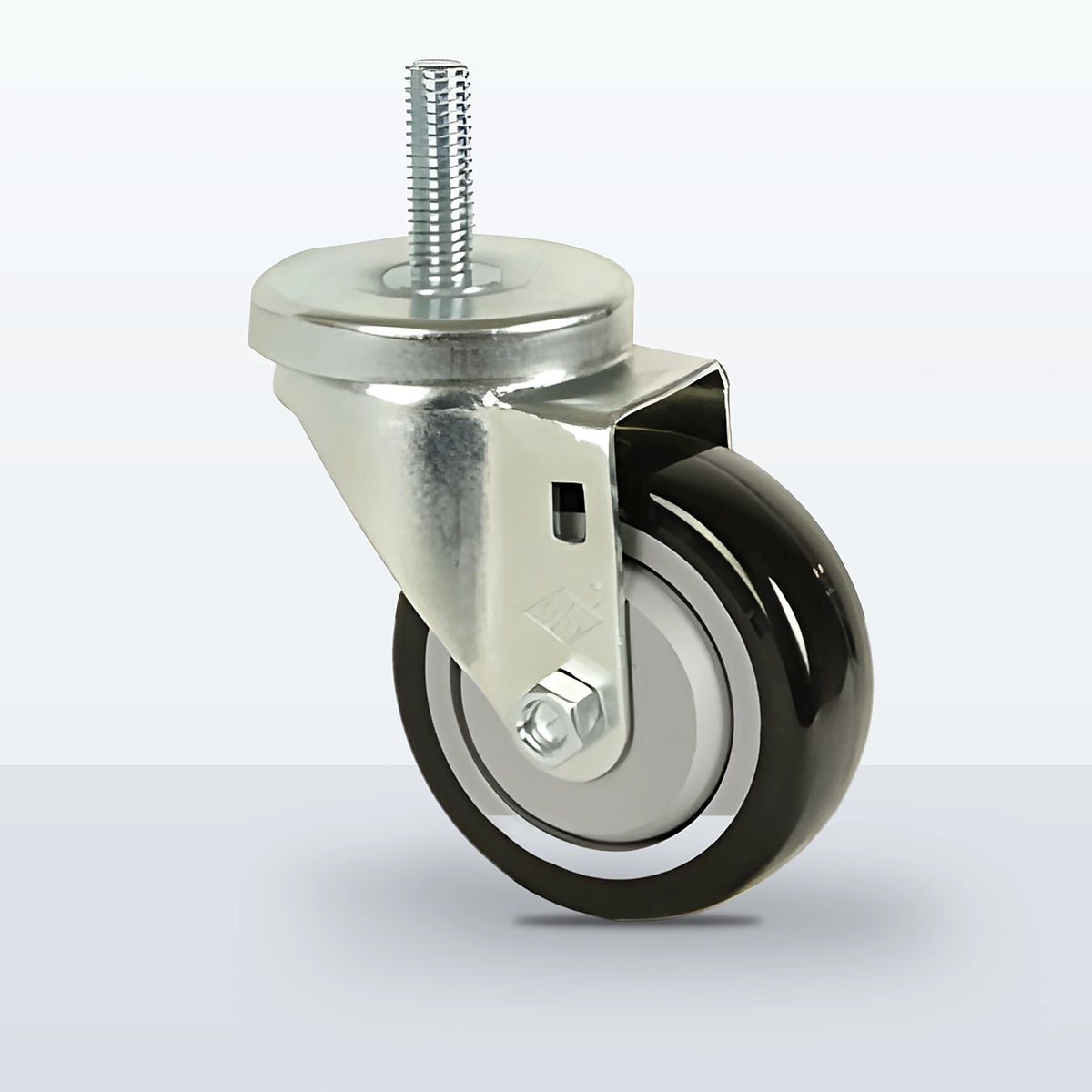 3-1/2" Polyurethane on Polypropylene Stem Caster, Threaded Stem 1/2"-13 X 1-1/2", 250 lb Capacity - Ball Bearing
