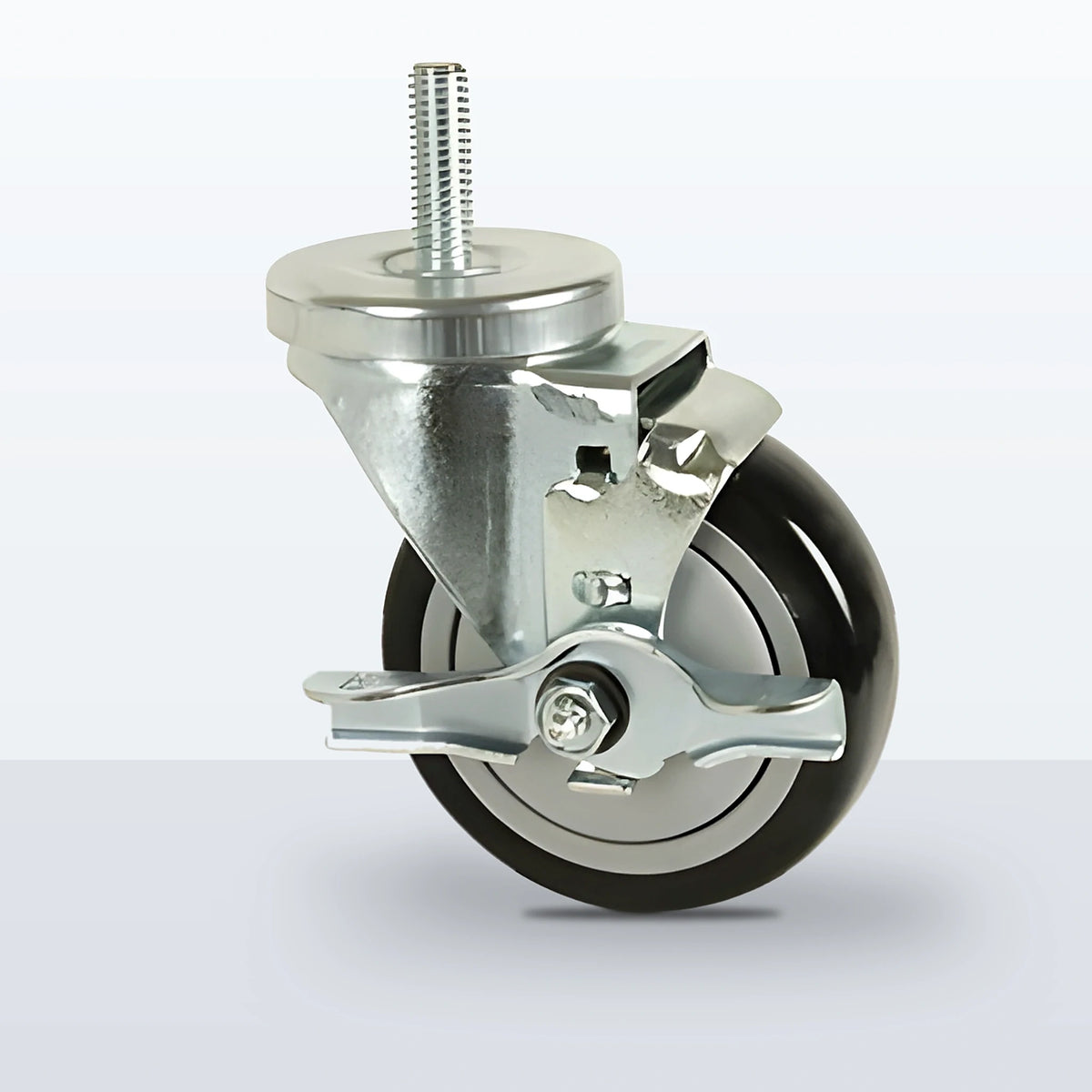 4" Polyurethane on Polypropylene Stem Caster, Threaded Stem 1/2"-13 X 1-1/2", 300 lb Capacity - Ball Bearing