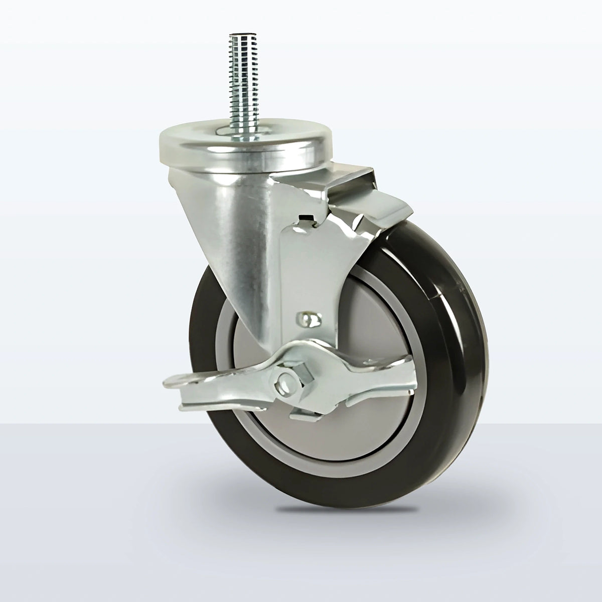 5" Polyurethane on Polypropylene Stem Caster, Threaded Stem 1/2"-13 X 1-1/2", 300 lb Capacity - Ball Bearing