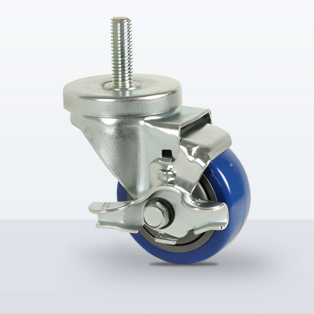 3" Polyurethane on Polypropylene Stem Caster, Threaded Stem 1/2"-13 X 1-1/2", 250 lb Capacity - Ball Bearing