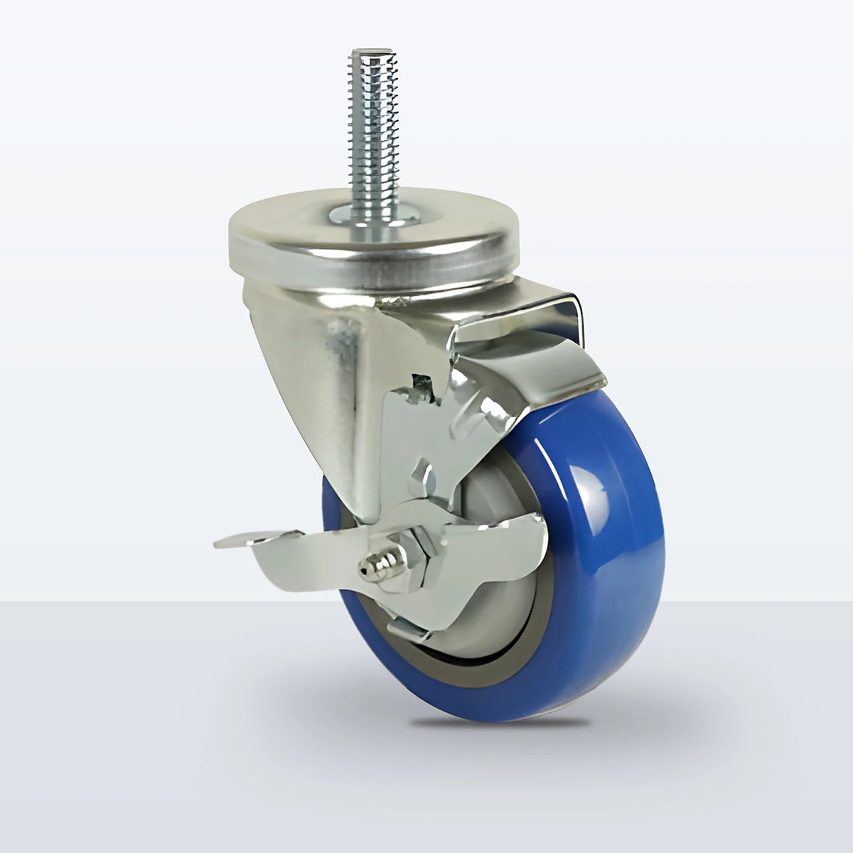 3-1/2" Polyurethane on Polypropylene Stem Caster, Threaded Stem 1/2"-13 X 1-1/2", 250 lb Capacity - Ball Bearing