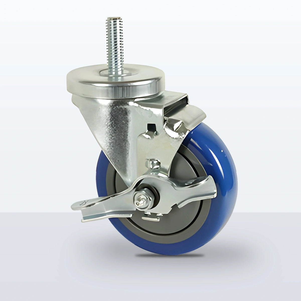 4" Polyurethane on Polypropylene Stem Caster, Threaded Stem 1/2"-13 X 1-1/2", 300 lb Capacity - Ball Bearing