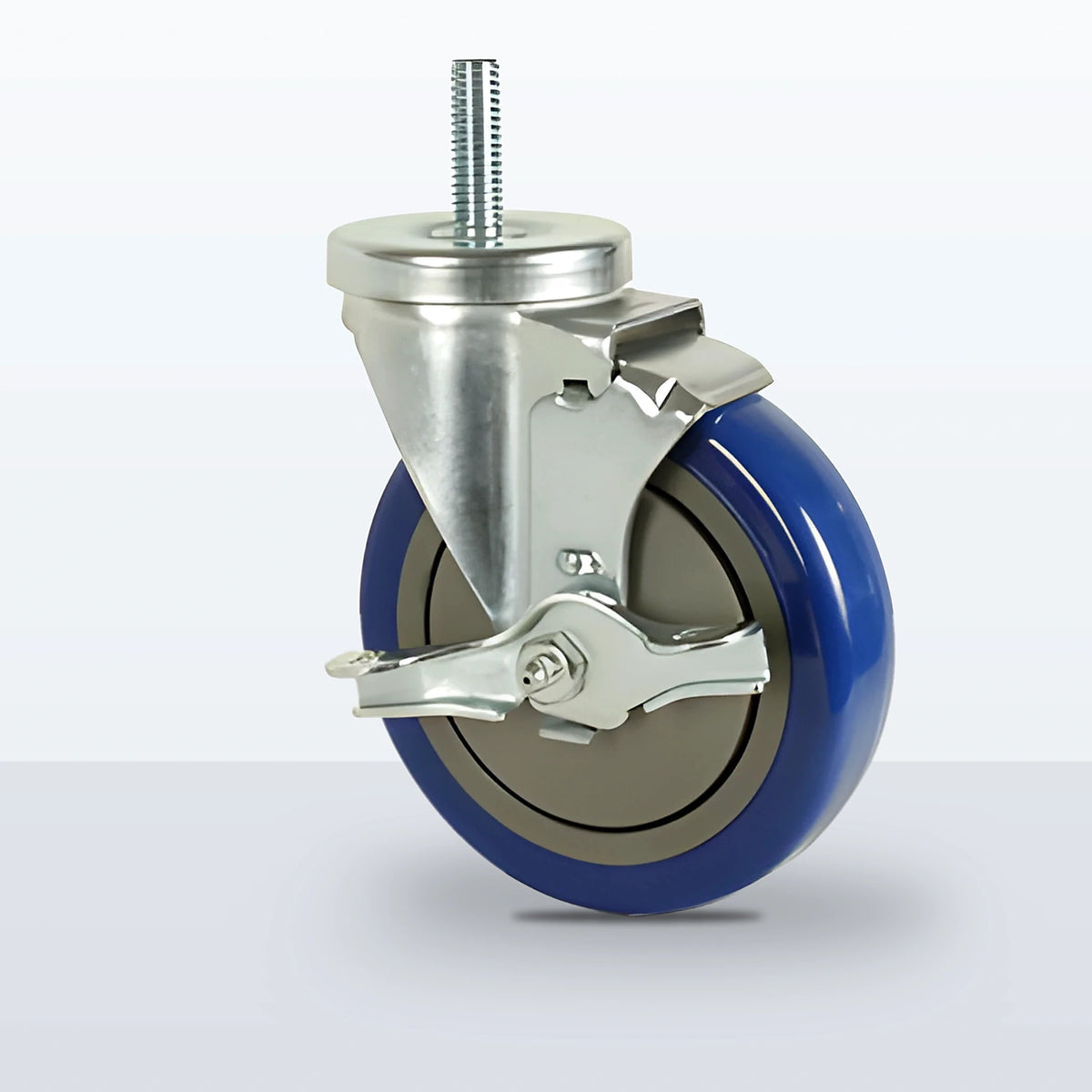 5" Polyurethane on Polypropylene Stem Caster, Threaded Stem 1/2"-13 X 1-1/2", 300 lb Capacity - Ball Bearing