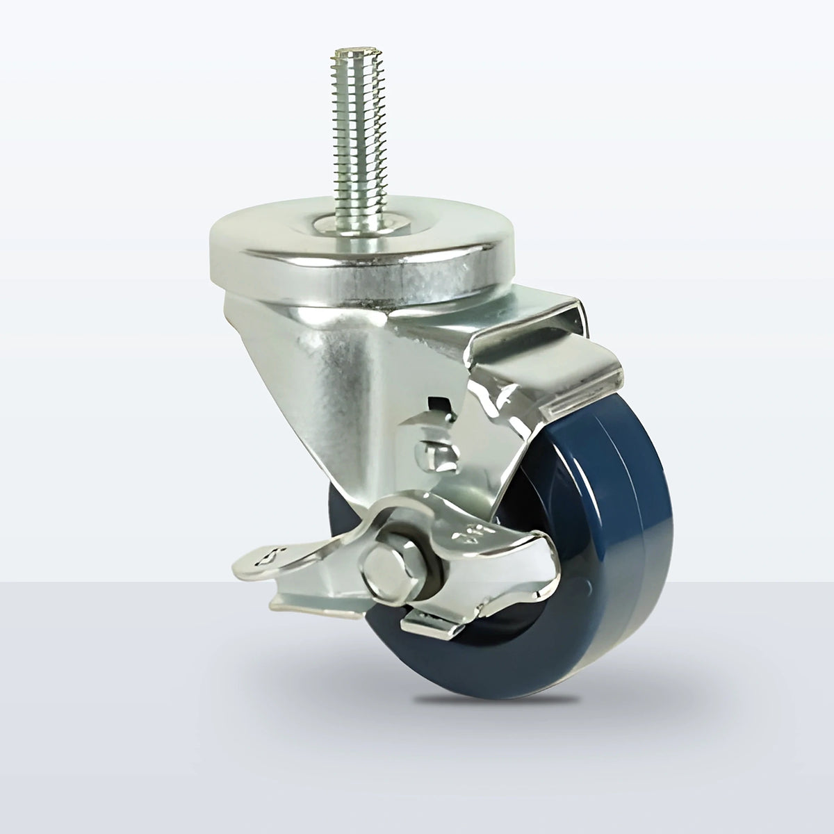 3" Solid Polyurethane Stem Caster, Threaded Stem 1/2"-13 X 1-1/2", 300 lb Capacity - Plain with Steel Bushing