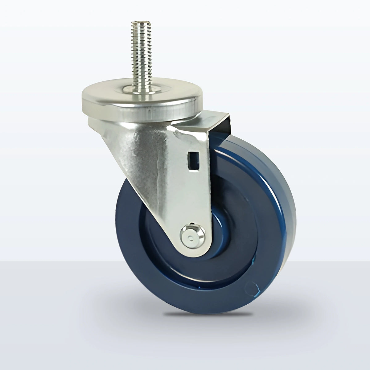 4" Solid Polyurethane Stem Caster, Threaded Stem 1/2"-13 X 1-1/2", 300 lb Capacity - Plain with Steel Bushing