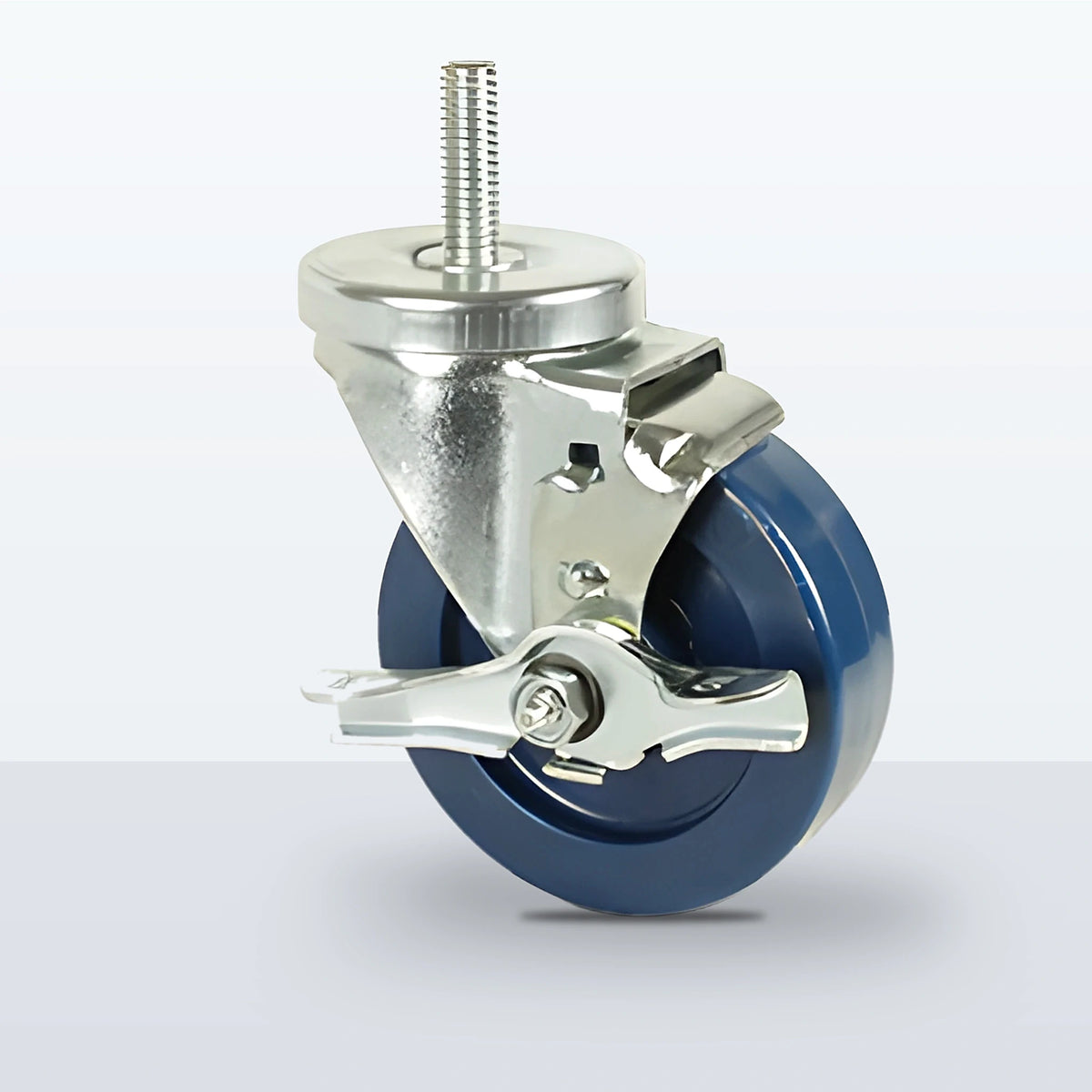 4" Solid Polyurethane Stem Caster, Threaded Stem 1/2"-13 X 1-1/2", 300 lb Capacity - Plain with Steel Bushing