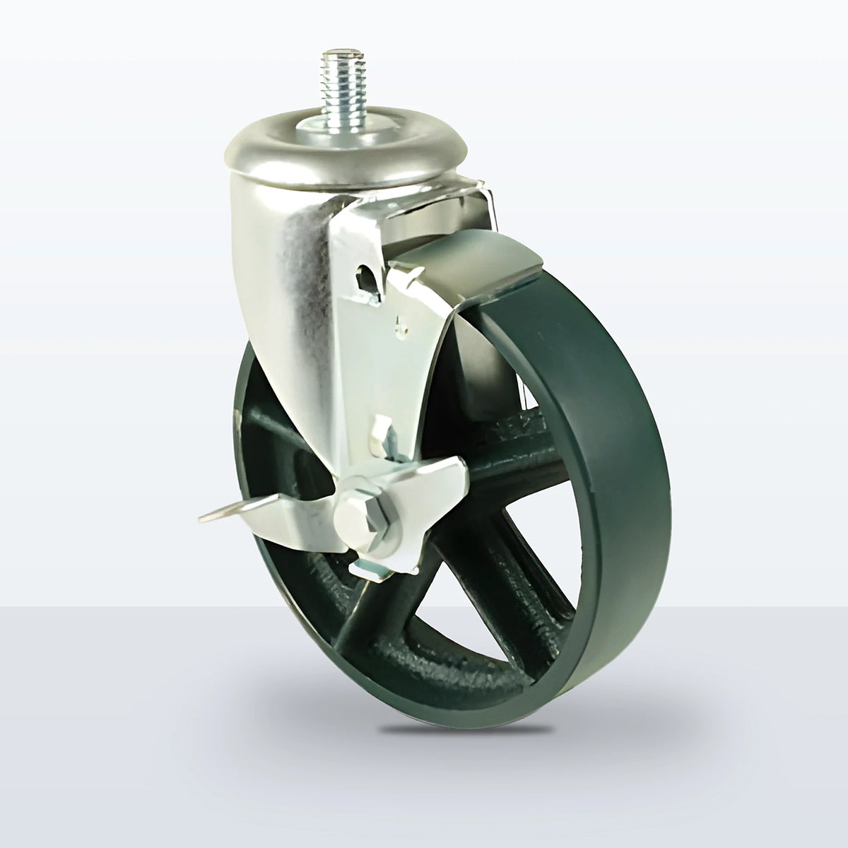 5" Semi Steel Stem Caster, Threaded Stem 1/2"-13 X 3/4", 300 lb Capacity - Plain