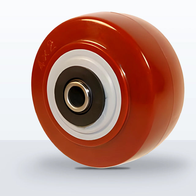 4" x 2" Polyurethane on Polypropylene Wheel, Roller Bearing, 600 lb Capacity