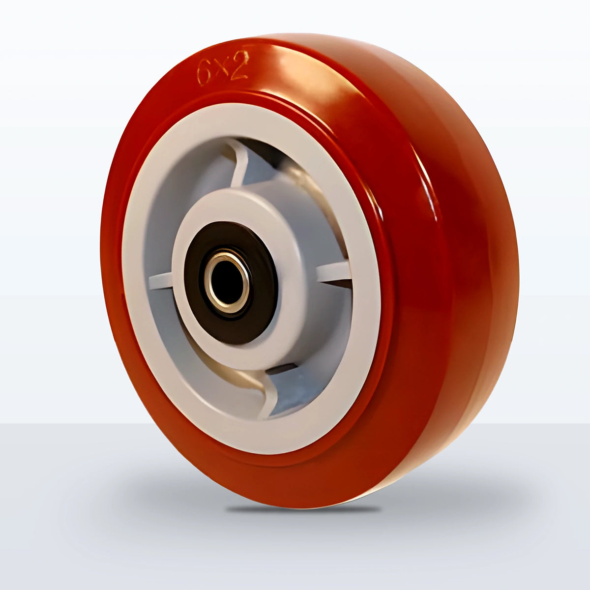 6" x 2" Polyurethane on Polypropylene Wheel, Roller Bearing, 900 lb Capacity