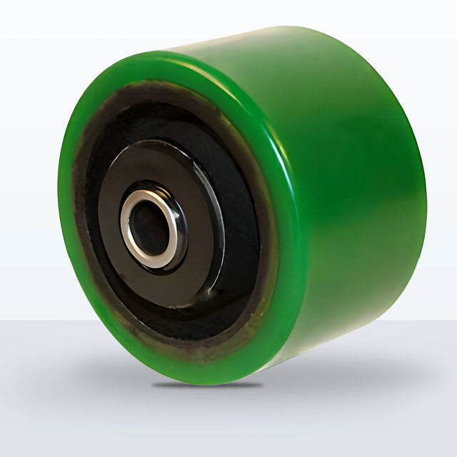 3-1/4" x 2" Polyurethane on Cast Iron Wheel, Roller Bearing, 600 lb Capacity