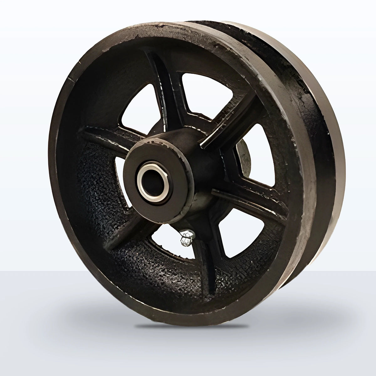 6" x 2" V-groove Cast Iron Wheel, Roller Bearing, 1000 lb Capacity