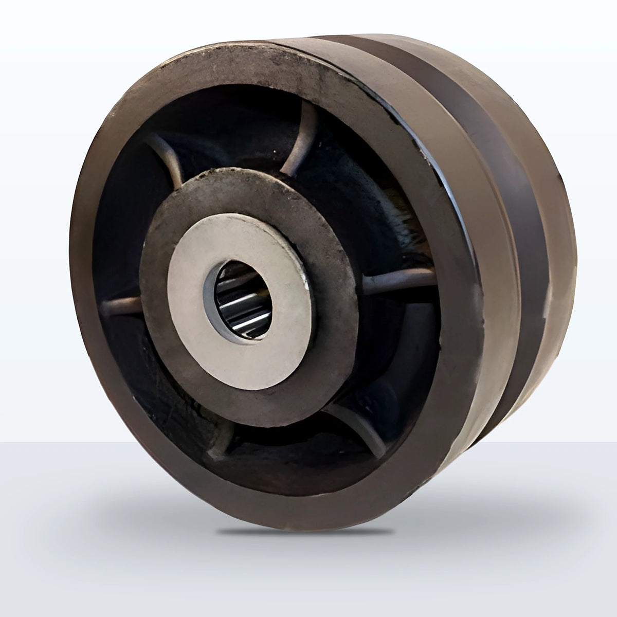 6" x 3" V-groove Cast Iron Wheel, Roller Bearing, 3500 lb Capacity