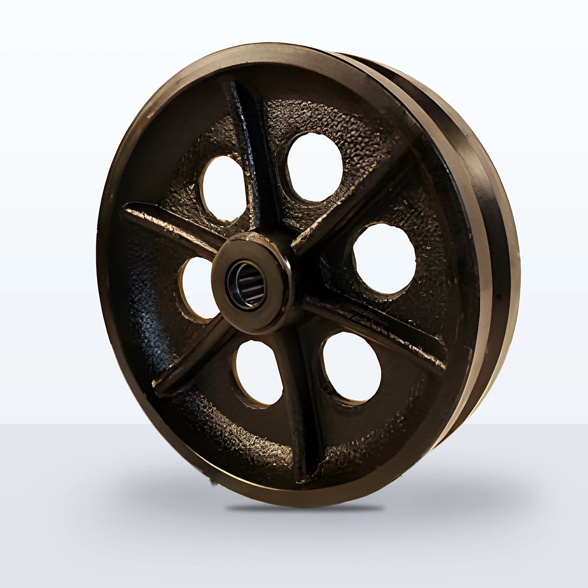 8" x 2" V-groove Cast Iron Wheel, Roller Bearing, 1200 lb Capacity