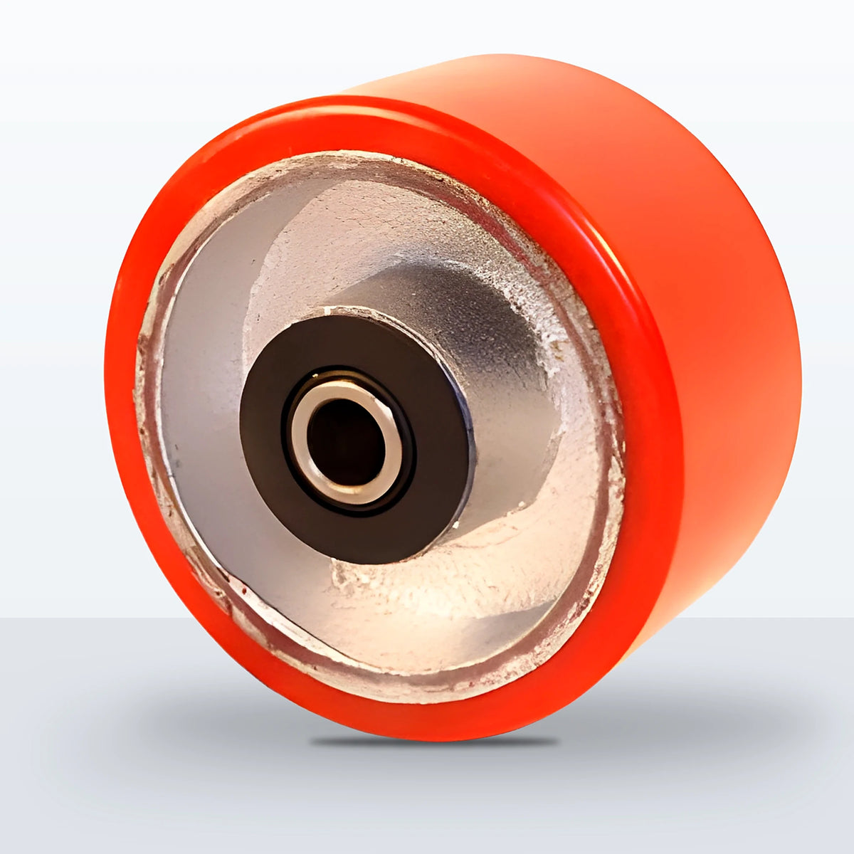 4" x 2" Polyurethane on Cast Iron Wheel, Roller Bearing, 800 lb Capacity
