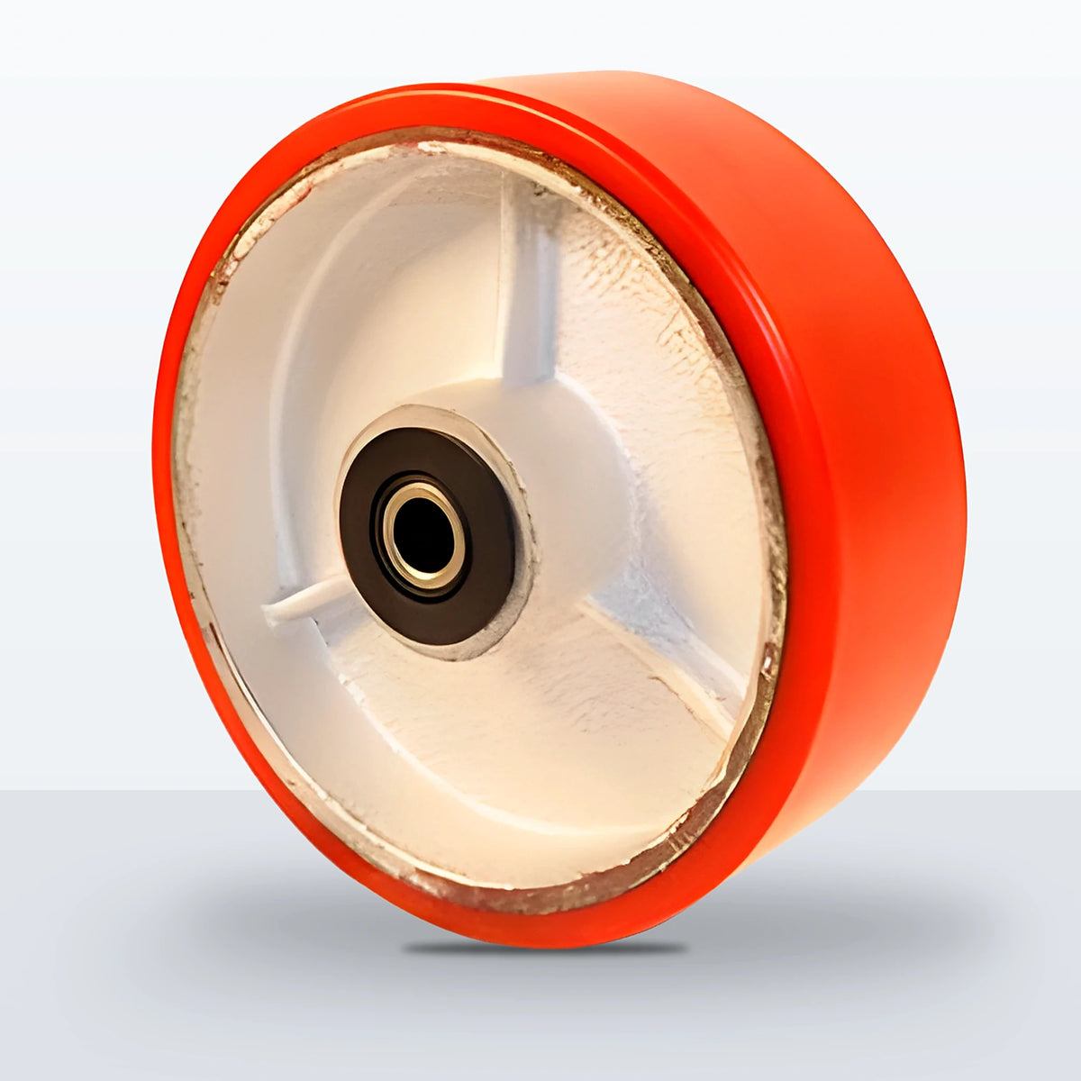 6" x 2" Polyurethane on Cast Iron Wheel, Roller Bearing, 1200 lb Capacity