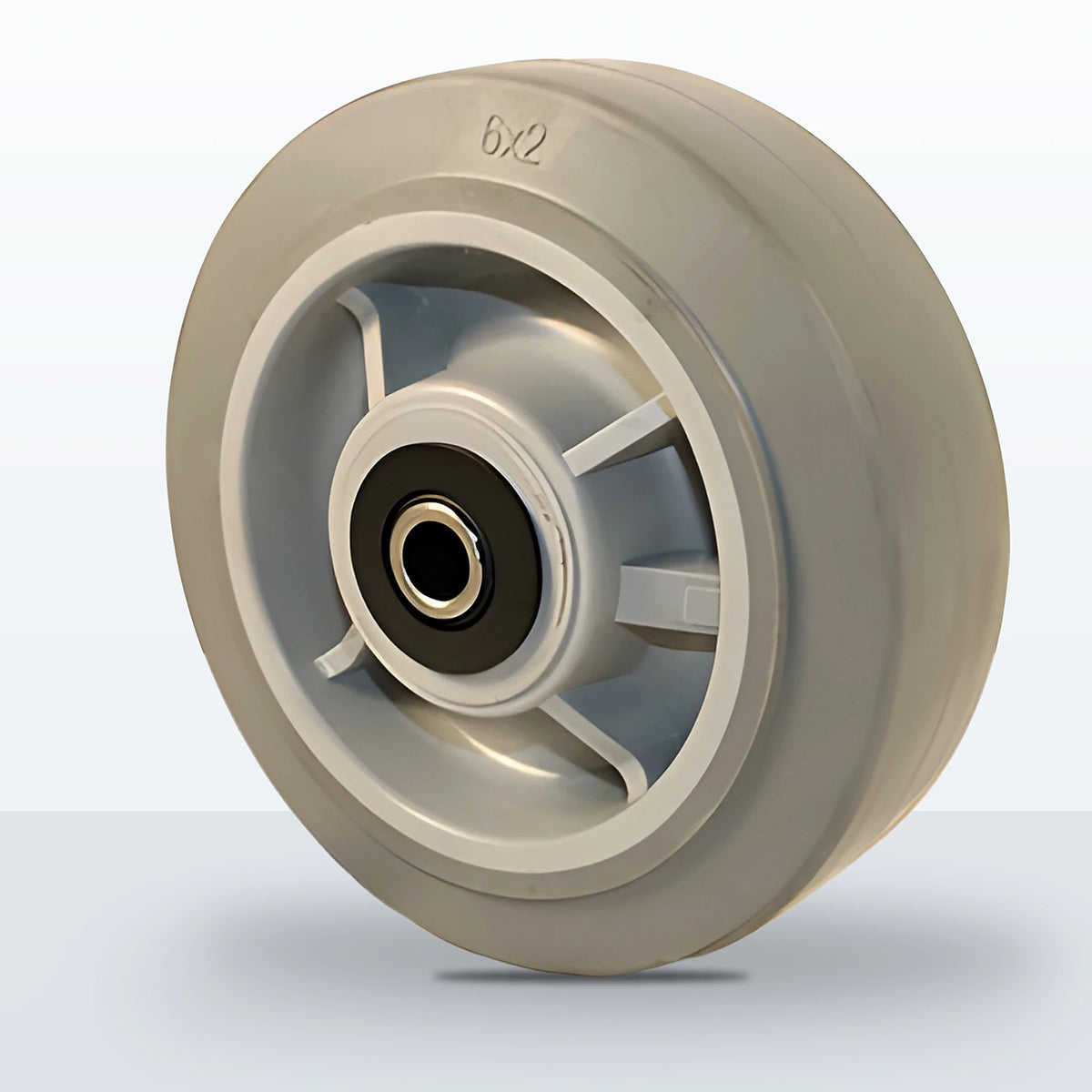 6" x 2" Thermoplastic Rubber on Polypropylene Wheel, Roller Bearing, 500 lb Capacity (30141)