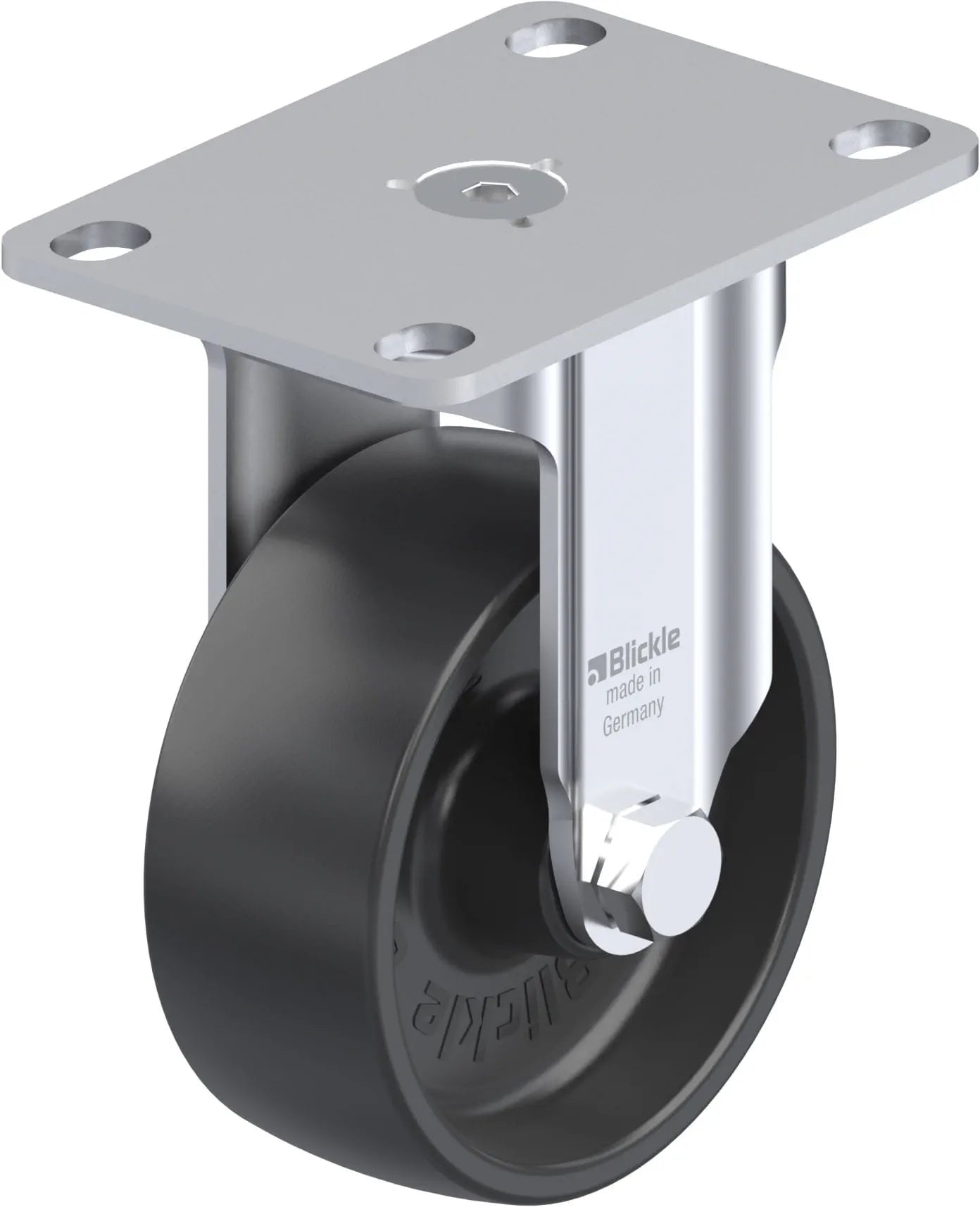 Light Duty 3-1/8" Plate Polyolefin Rigid Caster Plain Bore (913590)