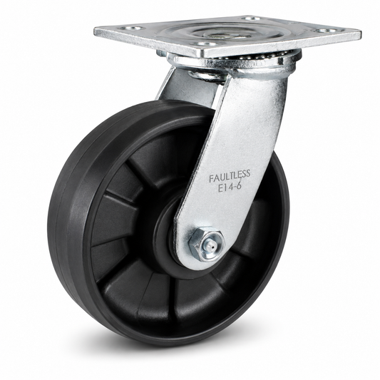 8" Glass Filled Nylon Swivel, Top Plate, 1250 lb Capacity