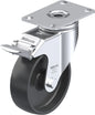 Light Duty 4" Plate Polyolefin Swivel Caster w/Brake Plain Bore (910377)