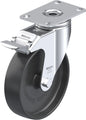 Light Duty 5" Plate Polyolefin Swivel Caster w/Brake Plain Bore (910379)