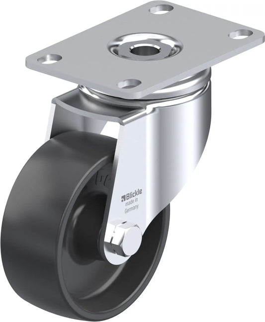 Light Duty 3-1/8" Plate Polyolefin Swivel Caster Plain Bore (910380)