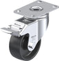 Light Duty 3-1/8" Plate Polyolefin Swivel Caster w/Brake Plain Bore (910381)