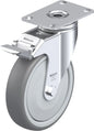 Light Duty 5" Plate TPU Swivel Caster Ball Bearing w/Brake (910390)