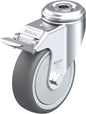 Light Duty 4" Hollow Kingpin TPU Swivel Caster Ball Bearing w/Brake (754847)