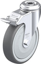Light Duty 5" Hollow Kingpin TPU Swivel Caster Ball Bearing w/Brake (754851)