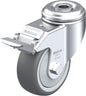 Light Duty 3-1/8" Hollow Kingpin TPU Swivel Caster Ball Bearing w/Brake (755348)