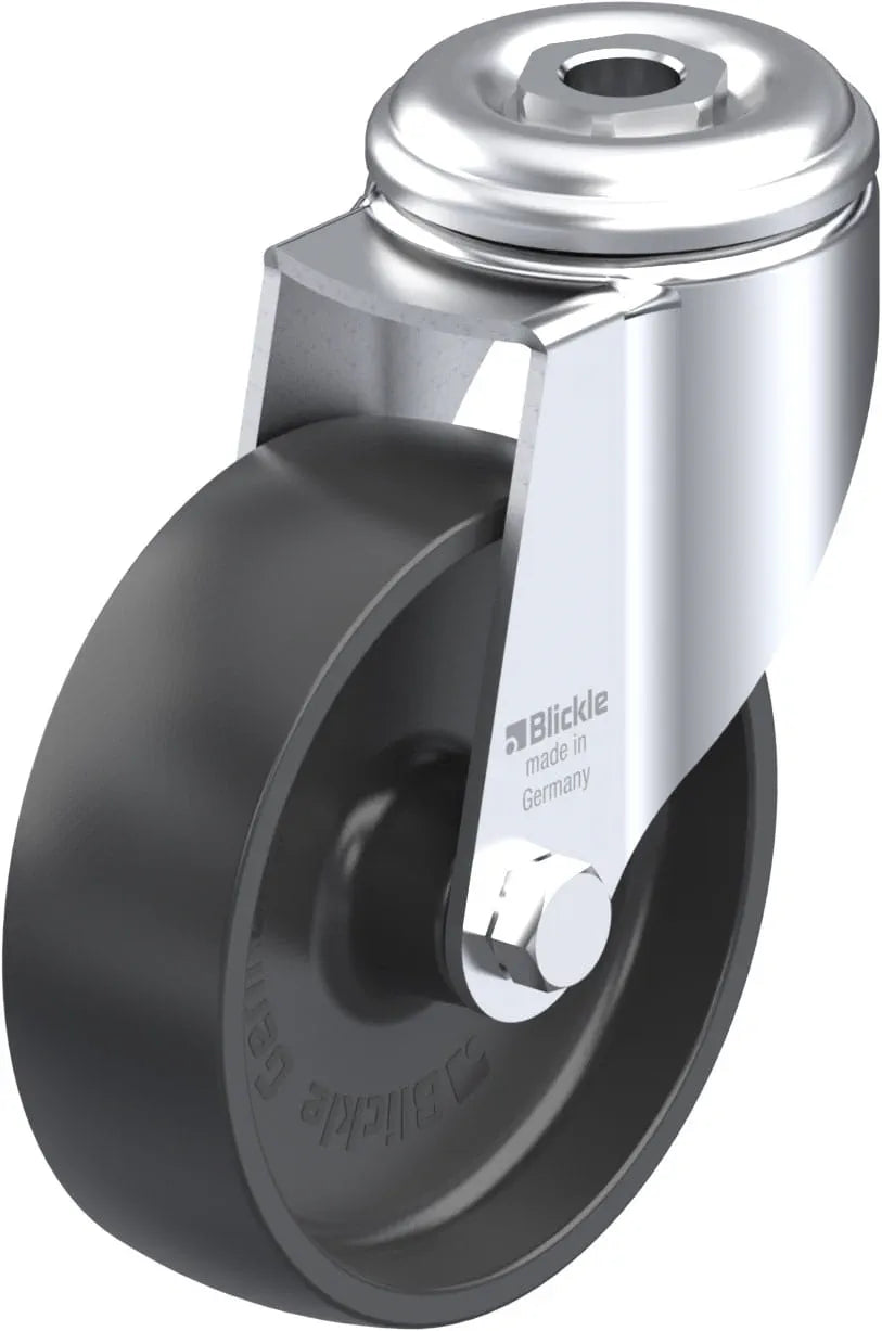 Light Duty 4" Hollow Kingpin Polyolefin Swivel Caster Plain Bore Bearing (224816)