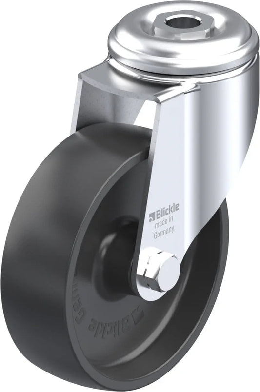 Light Duty 4" Hollow Kingpin Polyolefin Swivel Caster Plain Bore Bearing (224816)