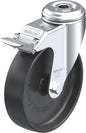 Light Duty 5" Hollow Kingpin Polyolefin Swivel Caster Plain Bore Bearing w/Brake (223487)