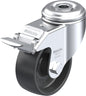 Light Duty 3-1/8" Hollow Kingpin Polyolefin Swivel Caster Plain Bore Bearing w/Brake (576645)