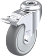 Light Duty 4" Hollow Kingpin TPR Swivel Caster Ball Bearing w/Brake (575225)