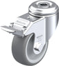 Light Duty 3-1/8" Hollow Kingpin TPR Swivel Caster Ball Bearing w/Brake (575175)