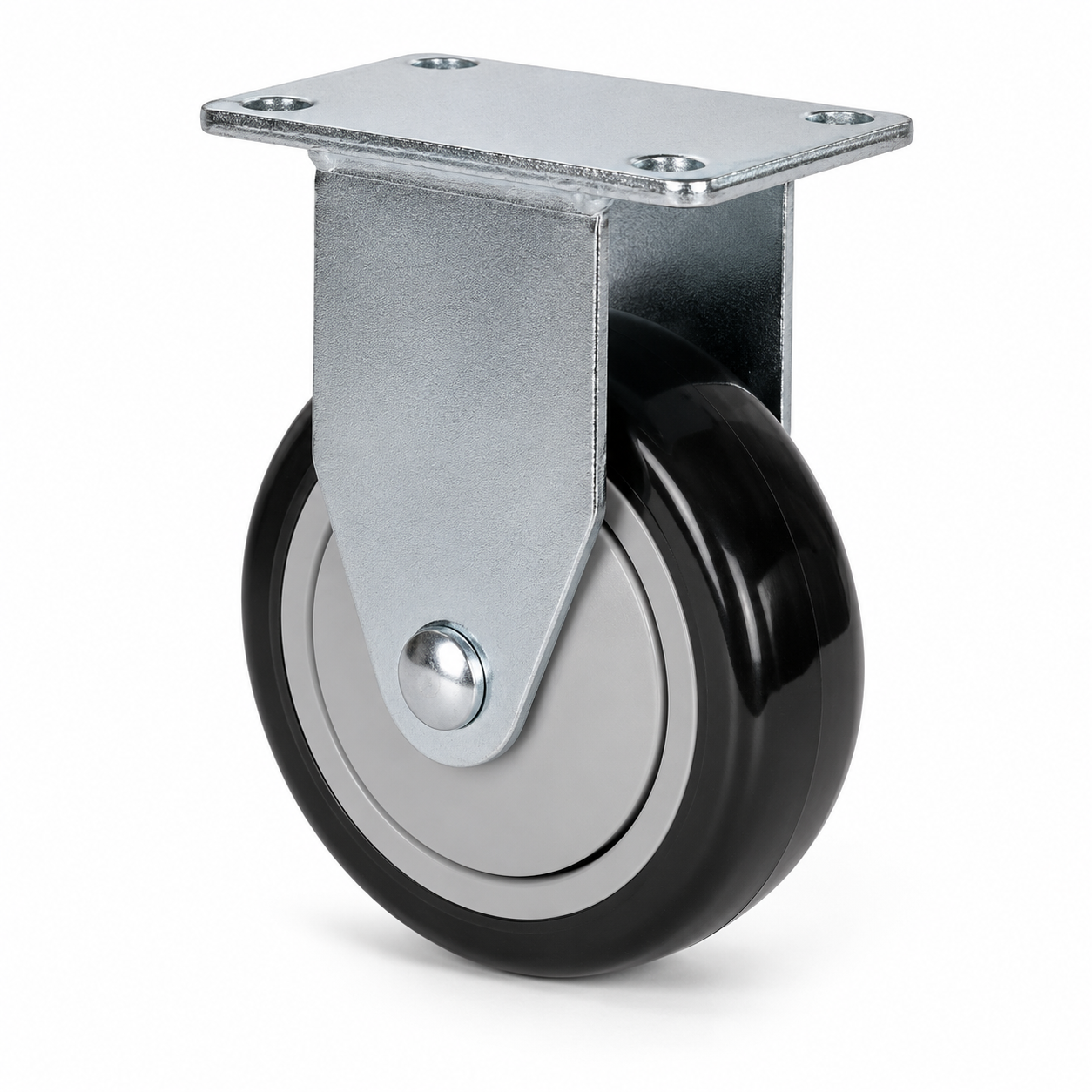 3.5" Polyurethane Rigid Caster, Top Plate, 250 lb Capacity