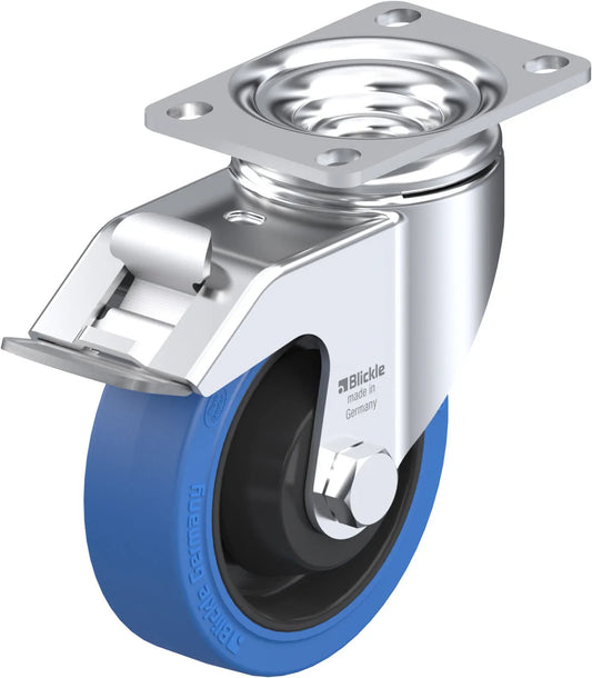 Light Medium Duty 4" Plate Premium Solid Rubber Swivel w/Brake Caster Ball Bearing (925134)
