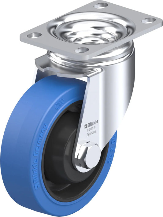 Light Medium Duty 4" Plate Premium Solid Rubber Swivel Caster Ball Bearing (925132)